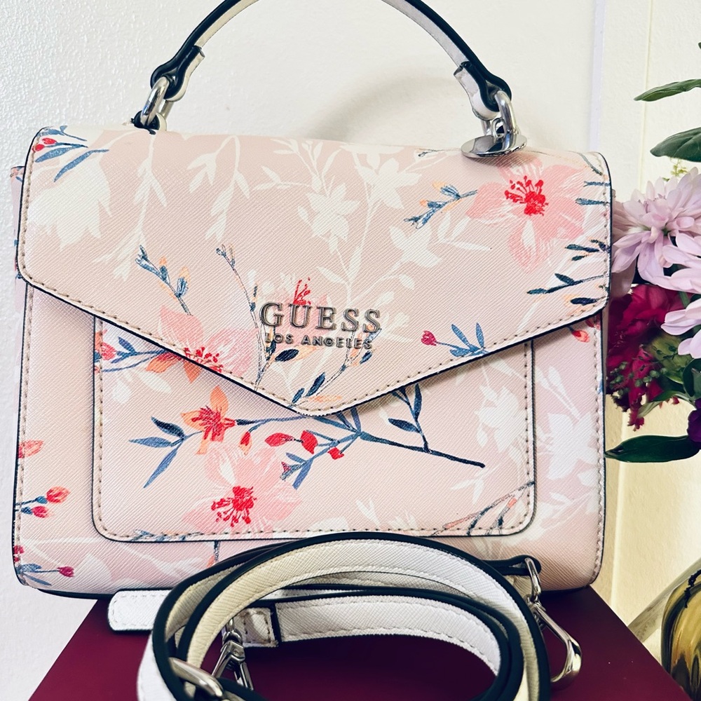 Guess Pink Floral Satchel Bag
